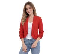 Crazy Girls Fashion Ltd Womens Cropped Blazer Jacket with Ruched Sl, Fully Lined Ladies Blazer for Women UK, Elegant Smart Casual Office Party Wear Cropped Jacket