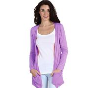 Crazy Girls Ladies Long Sleeve Plain Printed Pocket Boyfriend Cardigan Womens Top Sizes 8-26 (16-18, Lilac)