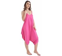 Crazy Girls New Womens Plain Ali Baba Hareem Suit Cami Strappy Oversized All in One Jumpsuit, Cerise Plain, XL (UK 16-18)