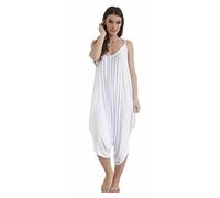 Crazy Girls New Womens Plain Ali Baba Hareem Suit Cami Strappy Oversized All in One Jumpsuit, White Plain, ML (UK 12-14)
