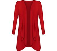 Crazy Girls Plus Size Womens Plain Long Sleeve Waterfall Boyfriend Open Cardigan Ladies Hanky Hem Jersey Top UK 8-26