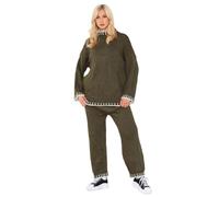 Crazy Girls Women’s Knitted Oversized Winter Warm Co-Ord Tracksuit Sets Ladies Long Sleeve Knitwear Jumper 2 Pcs Set Size UK 8-16 (UK, Alpha, One Size, Regular, Regular, Khaki)