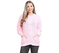 Crazy Girls Womens 7 Button Crochet Knit Button Cardigan, Baby Pink, XXL (UK 20-22)