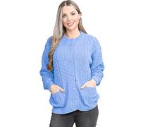 Crazy Girls Womens 7 Button Crochet Knit Button Cardigan, Sky Blue, XXL (UK 20-22)