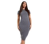 Crazy Girls Womens Cap Sleeve Stretch Bodycon Wiggle Pencil Long Midi Dress 8-22 (M/L-UK12/14, Charcoal Plain)
