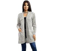 Crazy Girls Womens Crochet Knitted Boyfriend Cardigan, Marl Beige, XL (UK 16-18)