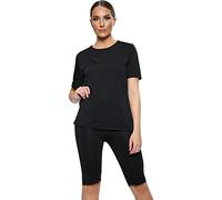 Crazy Girls Womens Cycling Shorts Set Loungewear, Black, XL (UK 16-18)
