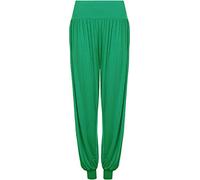 Crazy Girls Womens Hareem Trouser Ladies Plain Baggy Harem Ali Baba Casual Pants, Green - Plain, 2XL (UK 20-22)