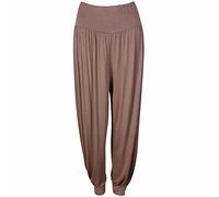 Crazy Girls Womens Hareem Trouser Ladies Plain Baggy Harem Ali Baba Casual Pants, Mocha - Plain, 3XL (UK 24-26)