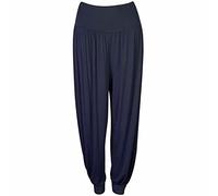 Crazy Girls Womens Hareem Trouser Ladies Plain Baggy Harem Ali Baba Casual Pants, Navy Plain, SM (UK 8-10)