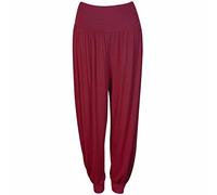 Crazy Girls Womens Hareem Trouser Ladies Plain Baggy Harem Ali Baba Casual Pants, Wine Plain, ML (UK 12-14)