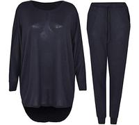 Crazy Girls Womens Hi Low Top Loungewear, Black, XXL (UK 20-22)