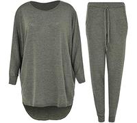 Crazy Girls Womens Hi Low Top Loungewear, Khaki, XXL (UK 20-22)