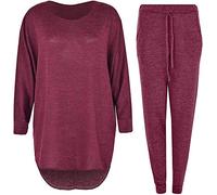Crazy Girls Womens Hi Low Top Loungewear, Wine, XXL (UK 20-22)