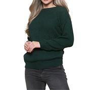 Crazy Girls Womens Ladies Baggy Long Sleeve Knitted Plain Chunky Top Sweater Jumper S-XL (16-18, Bottle Green)