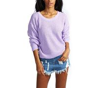 Crazy Girls Womens Ladies Baggy Long Sleeve Knitted Plain Chunky Top Sweater Jumper S-XL (XL, Lilac)