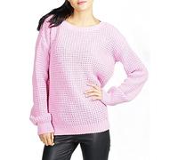 Crazy Girls Womens Ladies Baggy Long Sleeve Knitted Plain Chunky Top Sweater Jumper S-XL (XXL, Baby Pink)