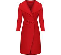 Crazy Girls Womens Ladies Celebrity Kim Kardashian Style Drape Waterfall Jacket Long Sleeve Belted Oversized Trench Coat UK 8-14 (2XL (UK 20-22), Red)