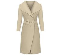 Crazy Girls Womens Ladies Celebrity Kim Kardashian Style Drape Waterfall Jacket Long Sleeve Belted Oversized Trench Coat UK 8-14 (XXL (UK 20-22), Beige)