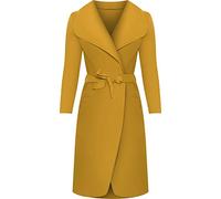 Crazy Girls Womens Ladies Celebrity Kim Kardashian Style Drape Waterfall Jacket Long Sleeve Belted Oversized Trench Coat UK 8-14 (XL (UK 16-18), Mustard)