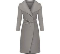 Crazy Girls Womens Ladies Celebrity Kim Kardashian Style Drape Waterfall Jacket Long Sleeve Belted Oversized Trench Coat UK 8-14 (XL (UK 16-18), Silver Grey)