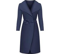 Crazy Girls Womens Ladies Celebrity Kim Kardashian Style Drape Waterfall Jacket Long Sleeve Belted Oversized Trench Coat UK 8-14 (XL (UK 16-18), Navy)