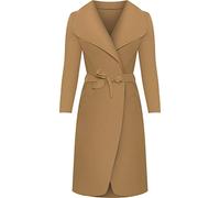 Crazy Girls Womens Ladies Celebrity Kim Kardashian Style Drape Waterfall Jacket Long Sleeve Belted Oversized Trench Coat UK 8-14 (XL (UK 16-18), Camel)