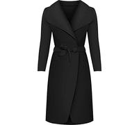 Crazy Girls Womens Ladies Celebrity Kim Kardashian Style Drape Waterfall Jacket Long Sleeve Belted Oversized Trench Coat UK 8-14 (XL (UK 16-18), Black)