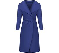Crazy Girls Womens Ladies Celebrity Kim Kardashian Style Drape Waterfall Jacket Long Sleeve Belted Oversized Trench Coat UK 8-14 (XL (UK 16-18), Royal Blue)