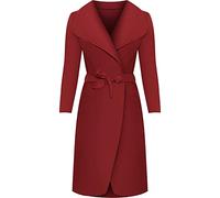 Crazy Girls Womens Ladies Celebrity Kim Kardashian Style Drape Waterfall Jacket Long Sleeve Belted Oversized Trench Coat UK 8-14 (2XL (UK 20-22), Wine)