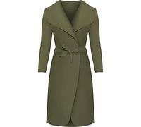 Crazy Girls Womens Ladies Celebrity Kim Kardashian Style Drape Waterfall Jacket Long Sleeve Belted Oversized Trench Coat UK 8-14 (One Size:Regular, Khaki)