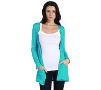 Crazy Girls Womens Long Sleeve Boyfriend Cardigan, Aqua, SM (UK 8-10)