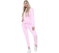 Crazy Girls Womens Long Sleeve Loungewear Ladies Two Piece Co ord Set Tracksuit (Baby Pink, numeric_12)
