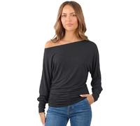 Crazy Girls Womens Long Sleeve One Off-Shoulder Plain Baggy Batwing Top UK8-24 (20-22, Black Plain)