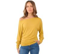 Crazy Girls Womens Long Sleeve One Off-Shoulder Plain Baggy Batwing Top UK8-24, Mustard, SM (UK 8-10)