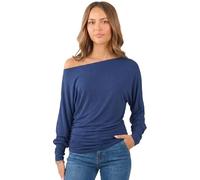 Crazy Girls Womens Long Sleeve One Off-Shoulder Plain Baggy Batwing Top UK8-24, Navy, ML (UK 12-14)