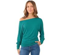 Crazy Girls Womens Long Sleeve One Off-Shoulder Plain Baggy Batwing Top UK8-24, Teal, SM (UK 8-10)