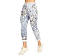 Crazy Girls Womens Multi Floral Print Drawstring Check Tartan Italian Ribbed Waistband Trousers Ladies Causal Summer Jogger Gym Running Sweatpants