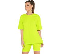 Crazy Girls Womens Plain Baggy Oversize Top, Neon Green, ML (UK 12-14)