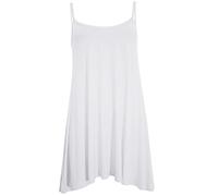 Crazy Girls Womens Plain Cami Strappy Sleeveless Flippy Flared Mini Swing Dress (2XL, White Plain)