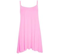 Crazy Girls Womens Plain Cami Strappy Sleeveless Flippy Flared Mini Swing Dress (3XL, Baby Pink Plain)