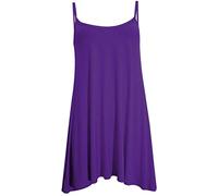 Crazy Girls Womens Plain Cami Strappy Sleeveless Flippy Flared Mini Swing Dress (3XL, Purple Plain)