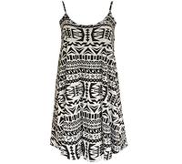 Crazy Girls Womens Plain Cami Strappy Sleeveless Flippy Flared Mini Swing Dress (ML, Aztec Print)