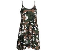 Crazy Girls Womens Plain Cami Strappy Sleeveless Flippy Flared Mini Swing Dress (ML, Camouflage Print)