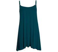 Crazy Girls Womens Plain Cami Strappy Sleeveless Flippy Flared Mini Swing Dress (ML, Teal Plain)