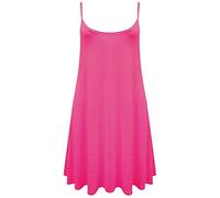 Crazy Girls Womens Plain Cami Strappy Sleeveless Flippy Flared Mini Swing Dress (XL, Cerise Plain)