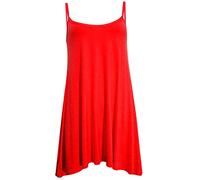 Crazy Girls Womens Plain Cami Strappy Sleeveless Flippy Flared Mini Swing Dress (XL, Red Plain)
