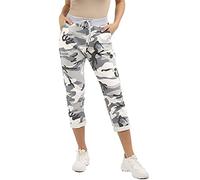 Crazy Girls Womens Plain Italian Floral Trousers, Camo Beige, XXL (UK 20-22)