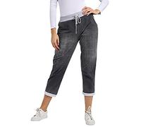 Crazy Girls Womens Plain Italian Floral Trousers, Plain Charcoal, SM (UK 8-10)