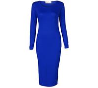 Crazy Girls Womens Plain Long Sleeve Scoop Neck Stretch Bodycon Maxi Midi Dress